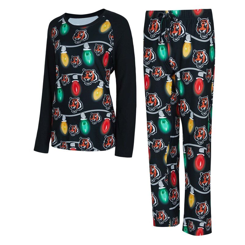アンブランデッド レディース アンダーウェア ナイトウェア パンツ Tシャツ ニット Unbranded Women's Conceptsport Cincinnati Bengals Garland Knit Raglan Long Sleeve T-Shirt & Pantset Bng Black ブラック