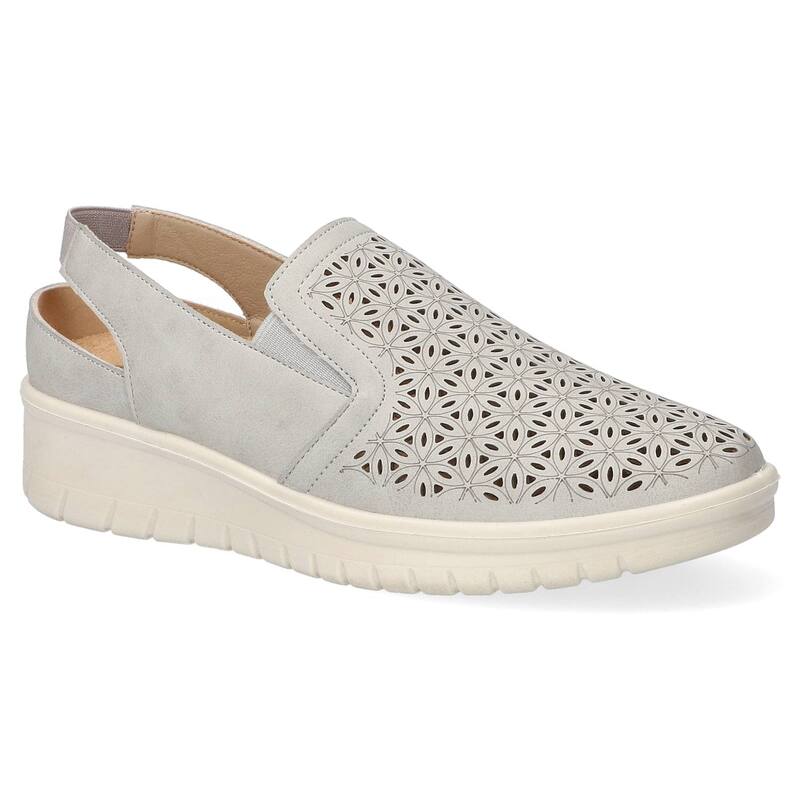 イージーストリート レディース シューズ サンダル Easy Street Petal Women's Comfort Slingback Wedges Gray グレー｜ReVida 店