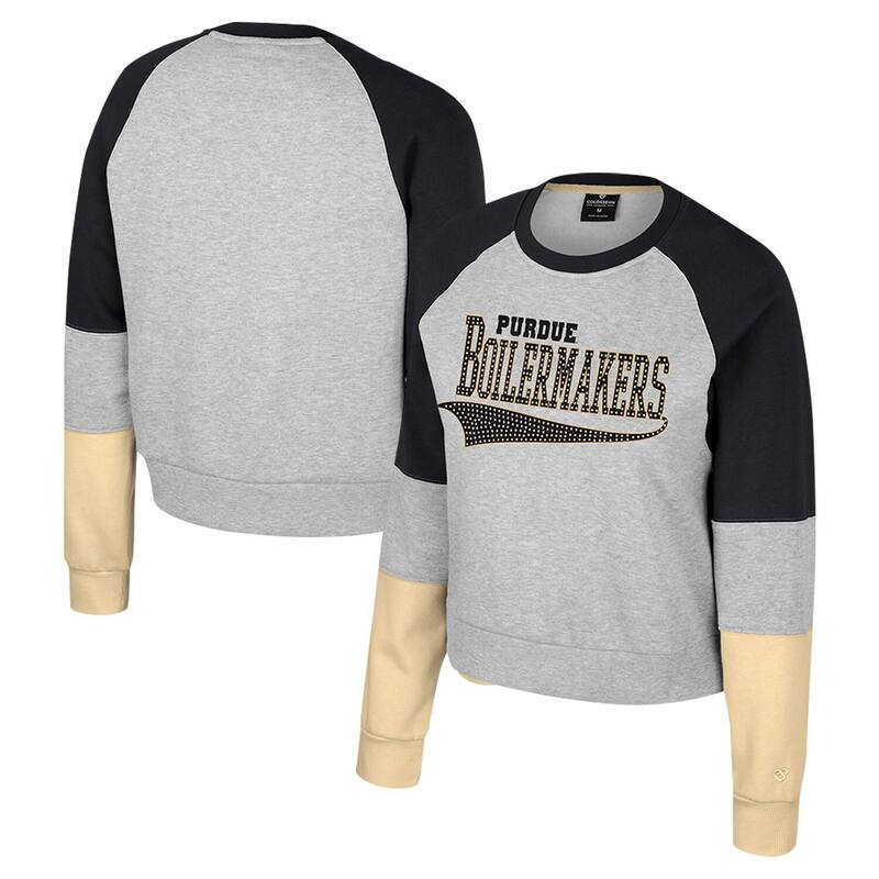 コロシアム レディース トップス Tシャツ スウェット Women's Colosseum Heather Gray Purdue Boilermakers Katinka Rhinestone Scoop Neck Pullover Sweatshirt Prd Grey グレー