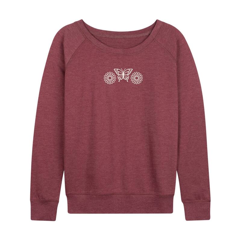 アニメキャラクター レディース トップス Tシャツ パイル Licensed Character Women's Butterfly Flowers French Terry Long Sleeve Tee Heather Dark Red ヘザー 9,840円