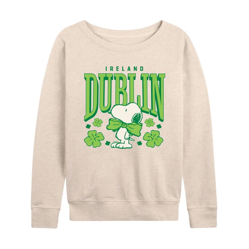 アニメキャラクター レディース トップス Tシャツ パイル Licensed Character Women's Peanutsnoopy Dublin Ireland French Terry Long Sleeve Tee Beige ベージュ