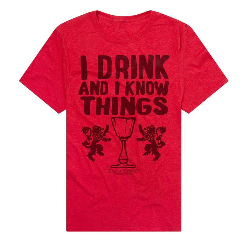 アニメキャラクター メンズ トップス Tシャツ グラフィック Licensed Character Men's Game of Thrones I Drink and I Know Things Graphic Tee Red レッド
