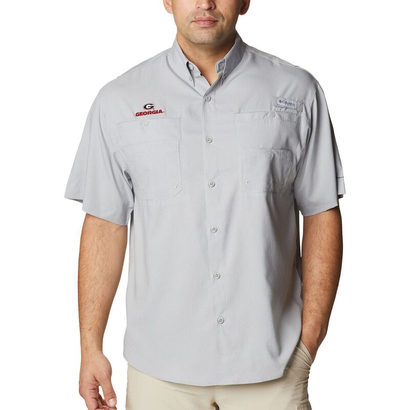 コロンビア メンズ トップス Tシャツ トール Men's Columbia Gray Georgia Bulldogs Big & Tall Collegiate Tamiami Omni-Shade Full-Button Shirt Uga Grey グレー