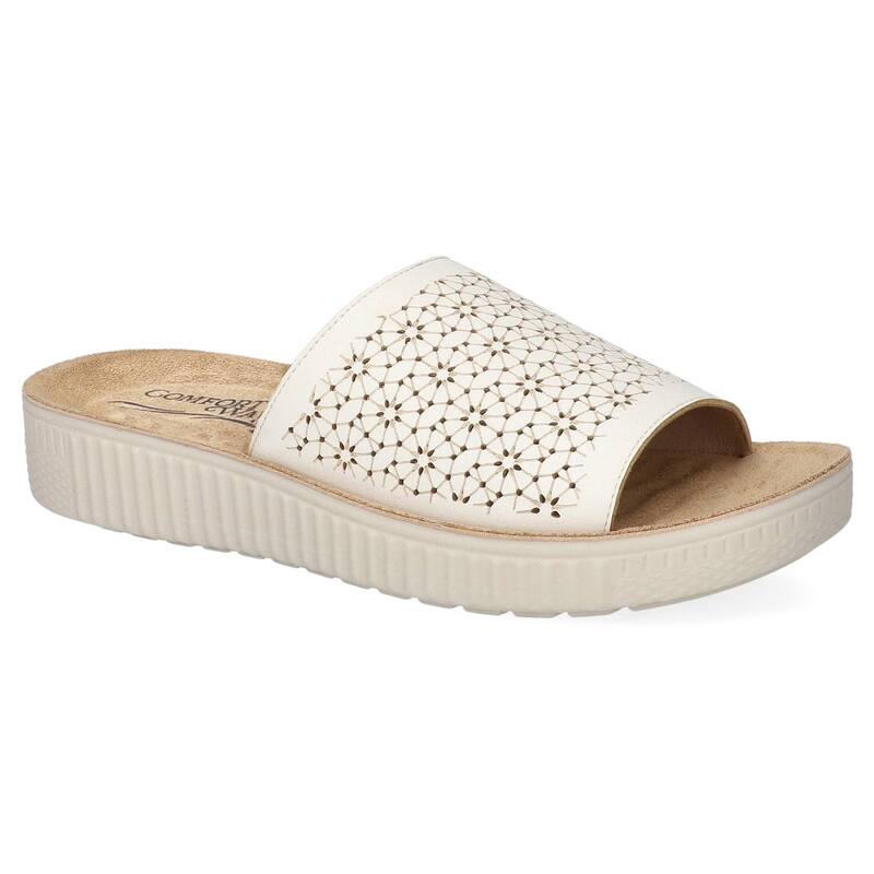 イージーストリート レディース シューズ サンダル プラットフォーム Easy Street Ivey Comfort Women's Platform Slide Sandals White ホワイト