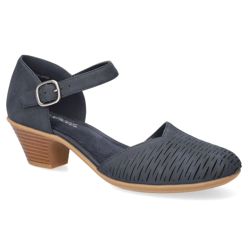 イージーストリート レディース シューズ サンダル ヒール Easy Street Justina Women's Block Heel Sandals Navy ネイビー 16,410円