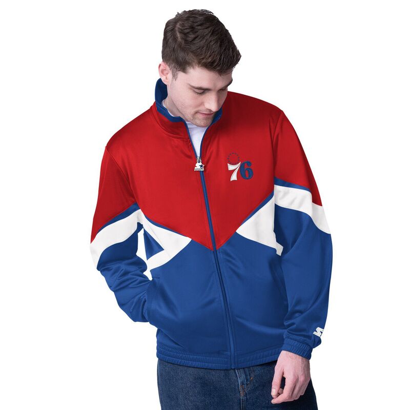 スターター メンズ アウター ジャケット・ブルゾン Men'startered/Royal Philadelphia 76ers Rush Applique Full-Zip Track Jacket 76red レッド|ReVida 店