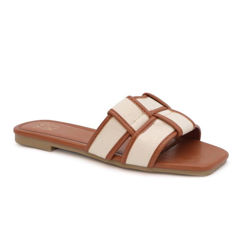 ヨキ レディース シューズ サンダル デニム フリンジ Yoki Essie Women's Denim Checkered Stone & Fringe Sandals Rust ラスト 8,626円