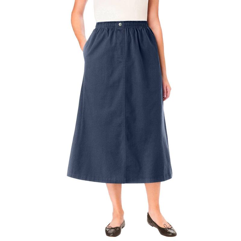 ウーマン ウィズイン レディース ボトムスカート プラスサイズ Woman Within Women's Plusize 7-Day Mockfly Skirt Navy ネイビー｜ReVida 店 10,205円