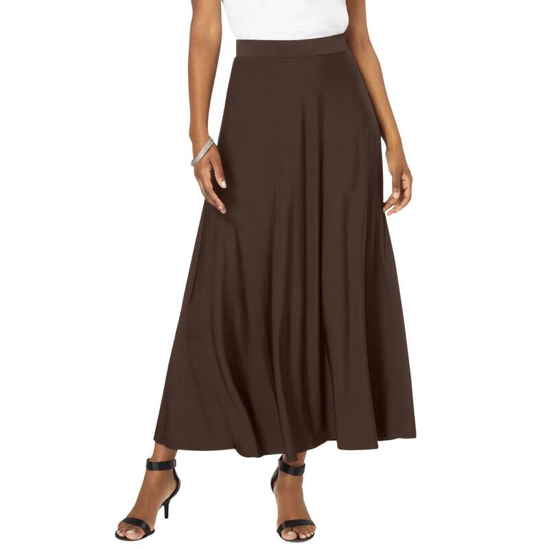 ロアマンズ レディース ボトムスカート プラスサイズ マキシ Roaman's Women's Plusize Ultrasmooth Fabric Maxi Skirt Chocolate チョコレート｜ReVida 店