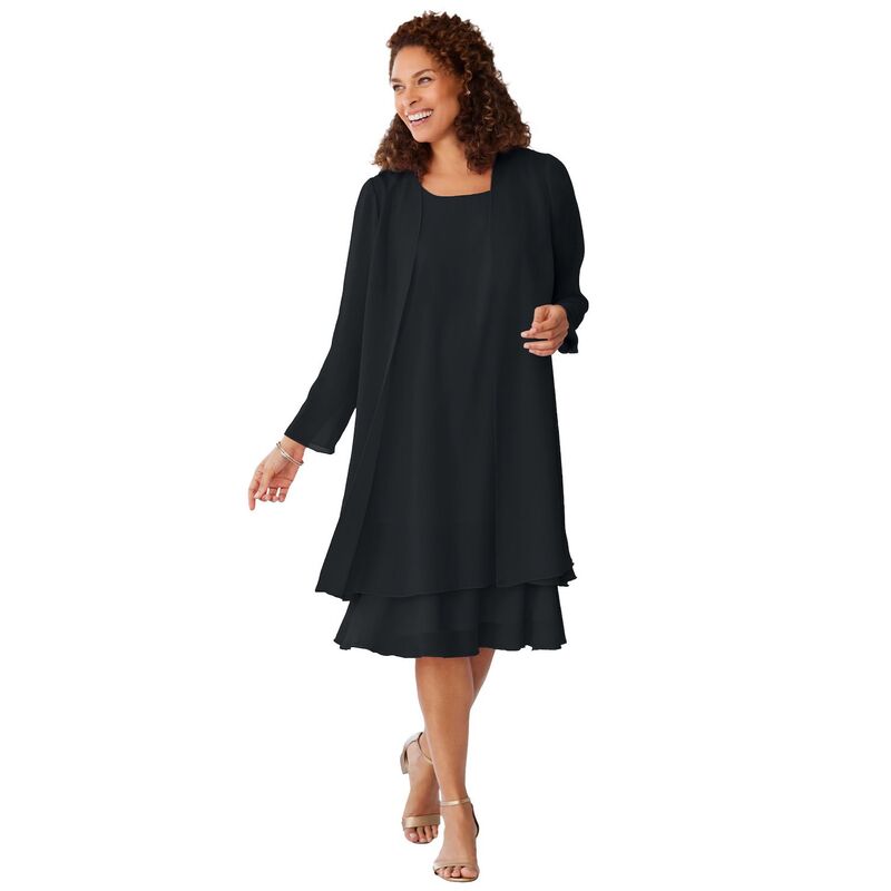 ウーマン ウィズイン レディース トップス ワンピース プラスサイズ ジャケット Woman Within Women's Plusize 2-Piece Jacket Dress Black ブラック