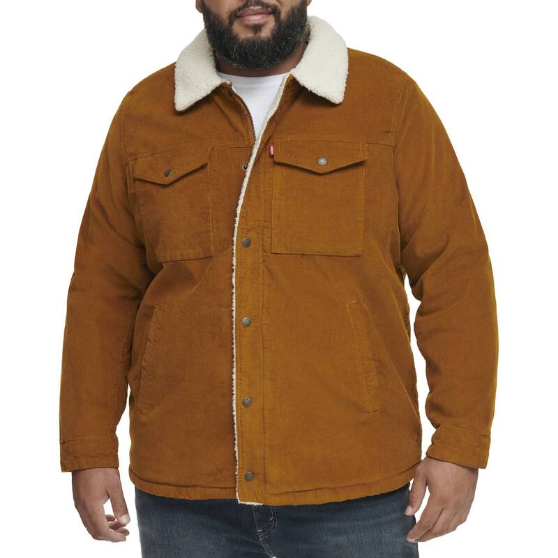 リーバイス メンズ アウター ジャケット・ブルゾン コーデュロイ トール Big & Tallevi's Classicorduroy Sherpa-Lined Trucker Jacket Brown ブラウン