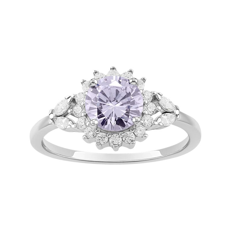 プリムローズ レディース アクセサリー リング PRIMROSE Sterling Silver Clear & Lavender Cubic Zirconia Flower Band Ring Sterling Silver Purple パープル