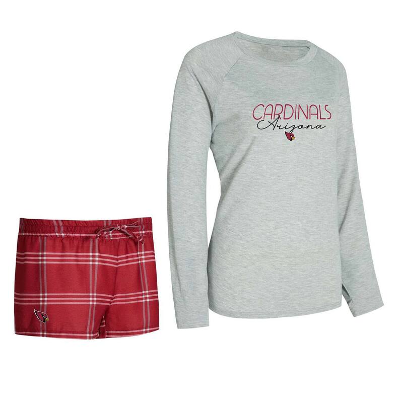 アンブランデッド レディース アンダーウェア ナイトウェア Tシャツ ショートパンツ Unbranded Women's Conceptsport Cardinal/Gray Arizona Cardinals Petition Raglan Long Sleeve T-Shirt and Shortset Acred レッド