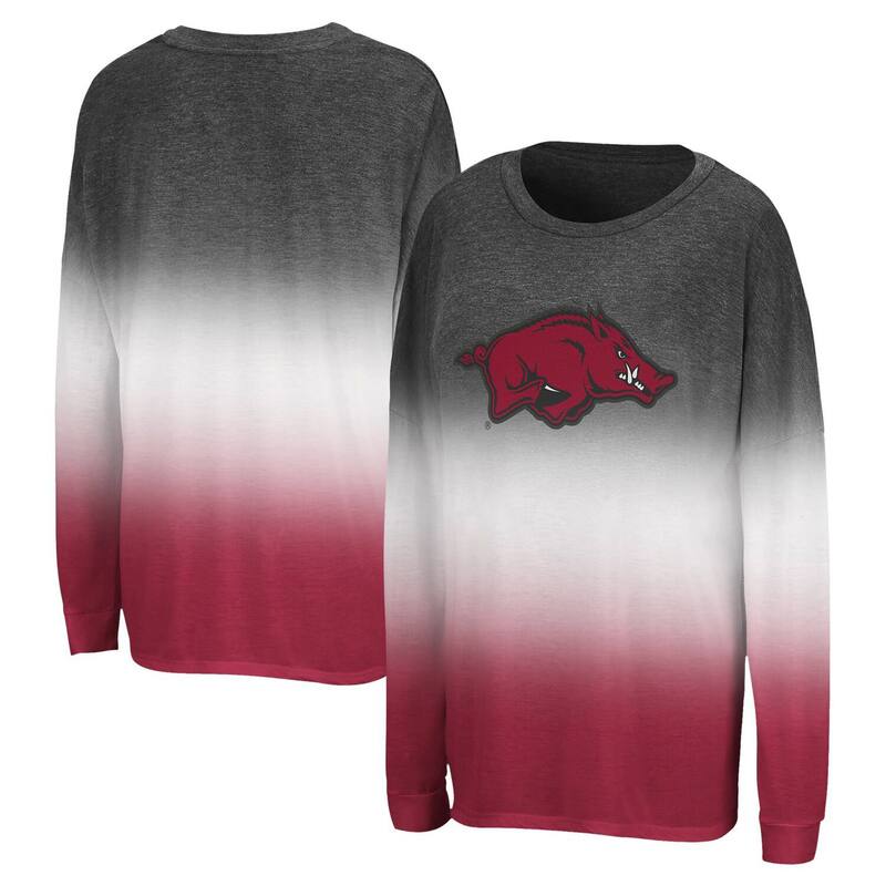 コロシアム レディース トップス Tシャツ Women's Colosseum Black Arkansas Razorbacks Winkle Dip Dye Long Sleeve T-Shirt Ark Black ブラック