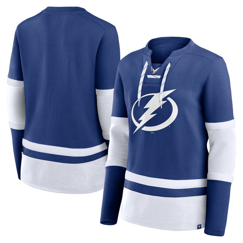 ファナティクス レディース トップス Tシャツ レース Women's Fanatics Blue Tampa Bay Lightning Prime Time Lace-Up Long Sleeve T-Shirt Lgh Blue ブルー