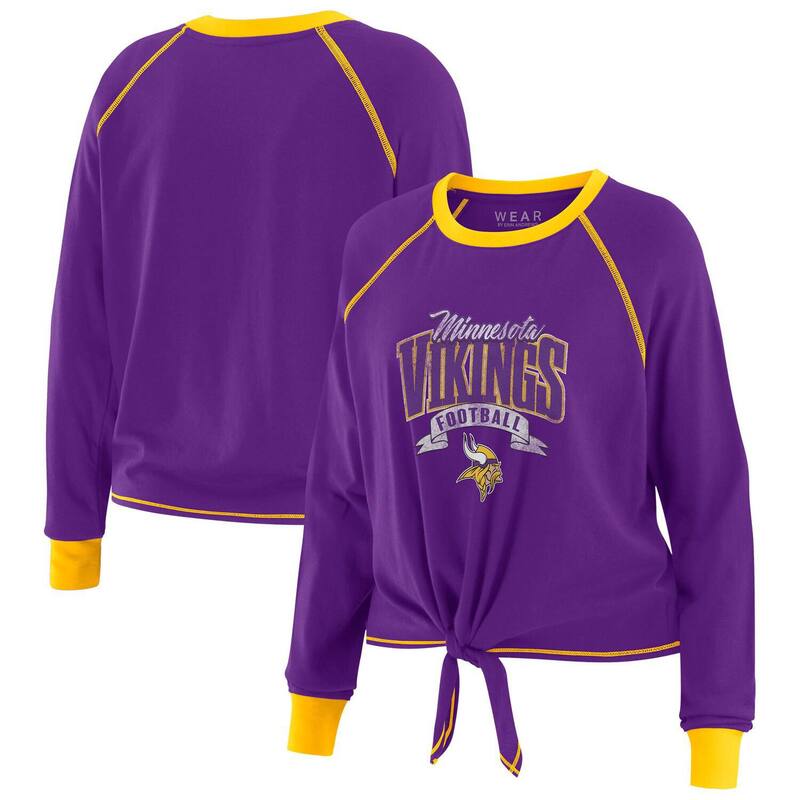 ウェア バイ エリン アンドルーズ レディース トップス Tシャツ Women's WEAR by Erin Andrews Purple/Gold Minnesota Vikings Tie-Front Long Sleeve Top Mvk Purple パープル