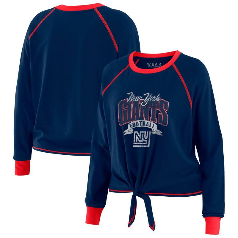 ウェア バイ エリン アンドルーズ レディース トップス Tシャツ プラスサイズ Women's WEAR by Erin Andrews Royal/Red New York Giants Plusize Tie-Front Long Sleeve Top Gia Blue ブルー