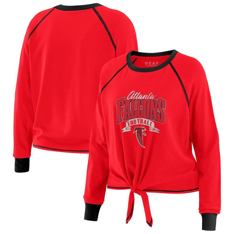 ウェア バイ エリン アンドルーズ レディース トップス Tシャツ Women's WEAR by Erin Andrews Red/Black Atlanta Falcons Tie-Front Long Sleeve Top Fal Red レッド