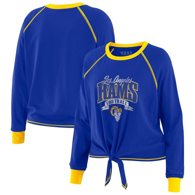 ウェア バイ エリン アンドルーズ レディース トップス Tシャツ Women's WEAR by Erin Andrews Royal/Gold Los Angeles Rams Tie-Front Long Sleeve Top Lar Blue ブルー