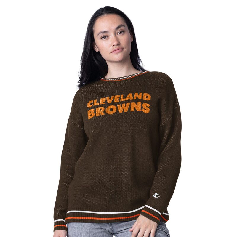 スターター レディース アウター ニット・セーター Women'starter Brown Cleveland Browns Oversized On the Ball Intarsia Knit Pullover Sweater Brn Brown ブラウン
