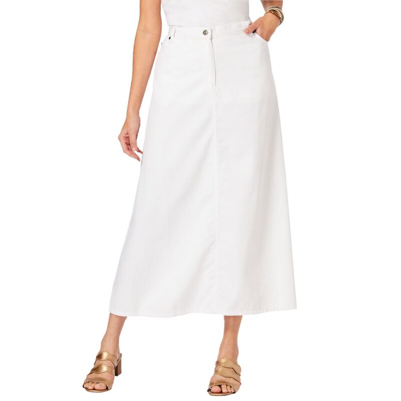 ロアマンズ レディース ボトムスカート A ライン プラスサイズ コットン Roaman's Women's Plusize Complete Cotton A-Line Skirt White Denim ホワイト