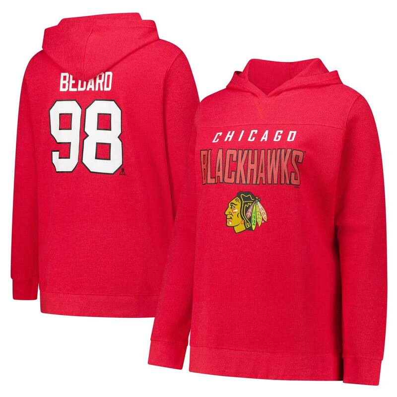 プロファイル レディース トップス Tシャツ プラスサイズ パーカー Women Profile Connor Bedard Red Chicago Blackhawks Plusize Name \u0026 Number Thermal Pullover Hoodie Hwk Red レッド
