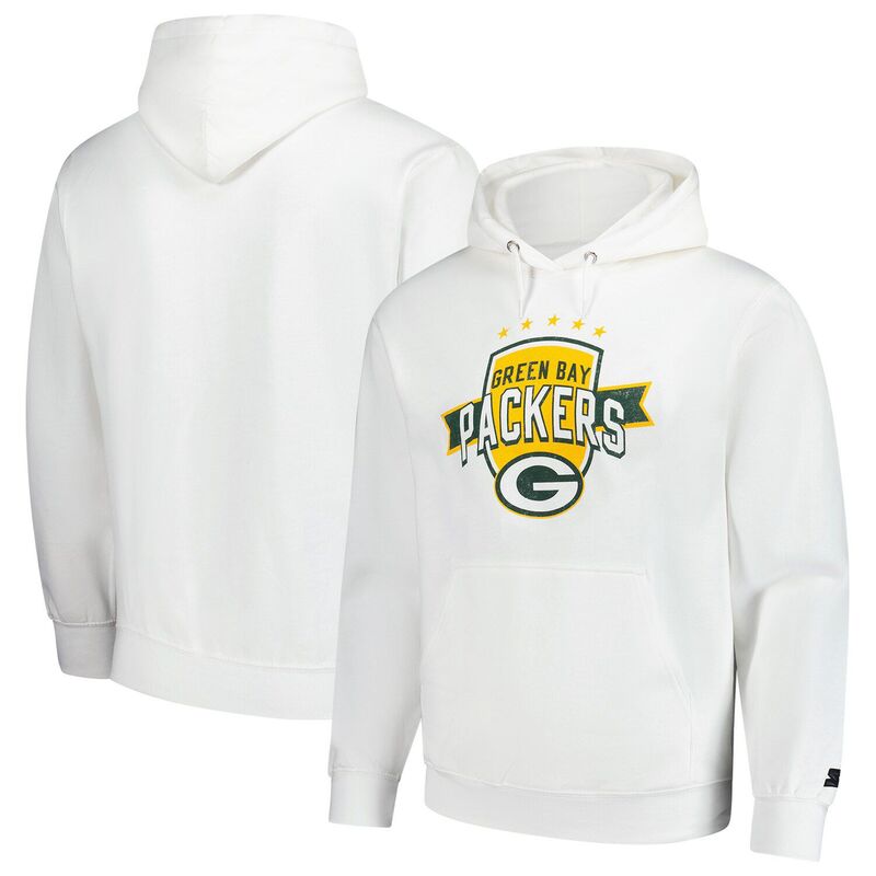 スターター メンズ トップス Tシャツ ヴィンテージ パーカー Men'starter White Green Bay Packers Vintage Pullover Hoodie Pkr White ホワイト｜ReVida 店