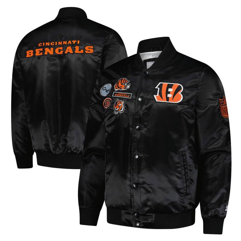 スターター メンズ アウター ジャケット・ブルゾン サテン Men'starter Black Cincinnati Bengals Exclusive Satin Full-Snap Varsity Jacket Bng Black ブラック
