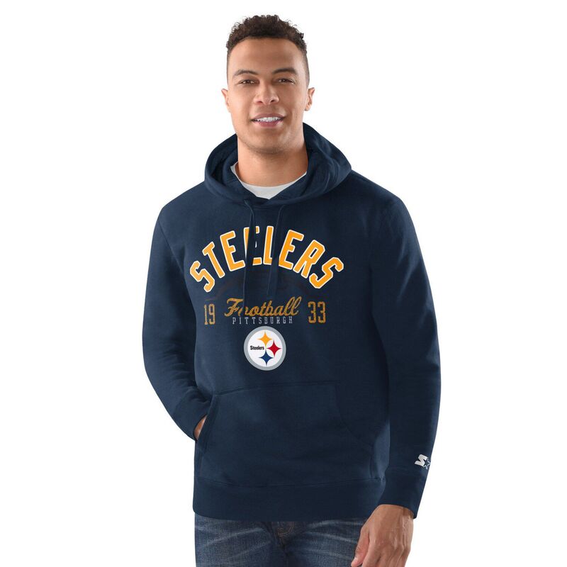 スターター メンズ トップス Tシャツ パーカー Men'starter Navy Pittsburgh Steelers Pullover Hoodie Stl Navy ネイビー