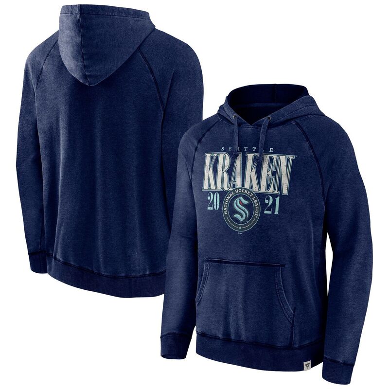 ファナティクス メンズ トップス Tシャツ パーカー Men's Fanatics Heather Deep Sea Blue Seattle Kraken Shoulder-To-Shoulderaglan Pullover Hoodie Krk Navy ネイビー 13,636円