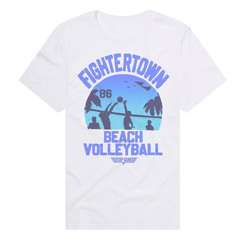 アニメキャラクター メンズ トップス Tシャツ グラフィック Licensed Character Men's Top Gun Fightertown Beach Volleyball Graphic Tee White ホワイト