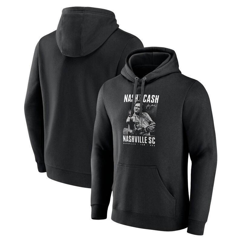 ファナティクス メンズ トップス Tシャツ パーカー Men's Fanatics Black Nashville SC Johnny Cash Finger Pullover Hoodie Mls Black ブラック｜ReVida 店