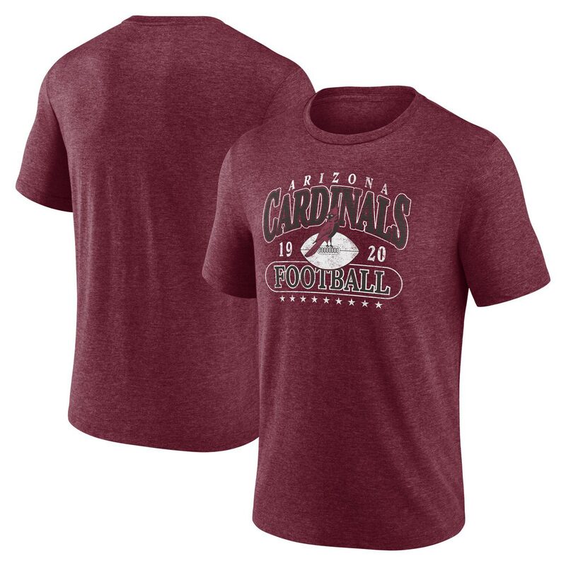 ファナティクス メンズ トップス Tシャツ Men's Fanatics Heather Cardinal Arizona Cardinals Official Retro Tri-Blend T-Shirt Acred レッド