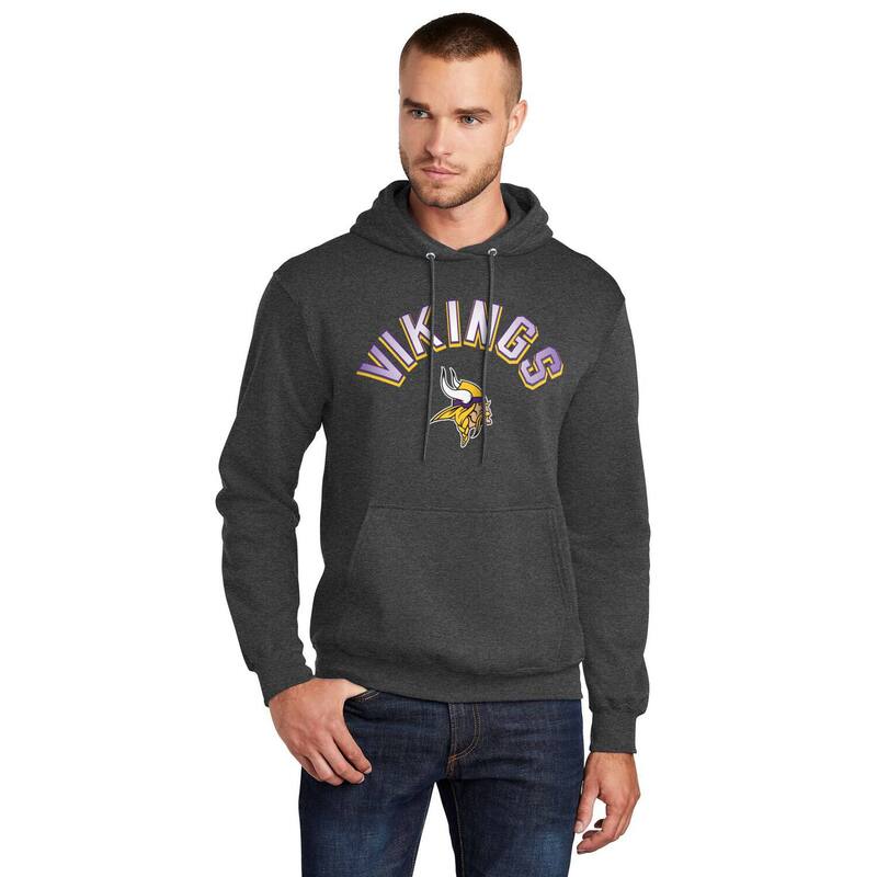 スターター メンズ トップス Tシャツ ロゴ パーカー Men'starter Charcoal Minnesota Vikings Arch Over Logo Pullover Hoodie Mvk Charco チャコール｜ReVida 店