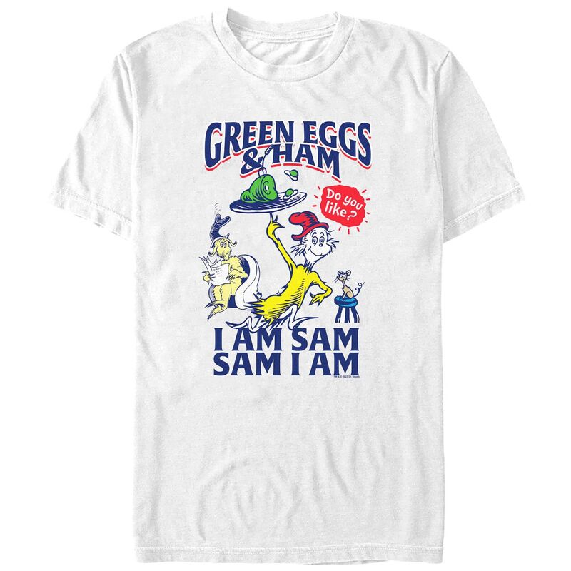 アニメキャラクター メンズ トップス Tシャツ トール グラフィック Licensed Character Big & Tall Dr. Seuss Green Eggs And Ham Do you Like Them Graphic Tee White ホワイト