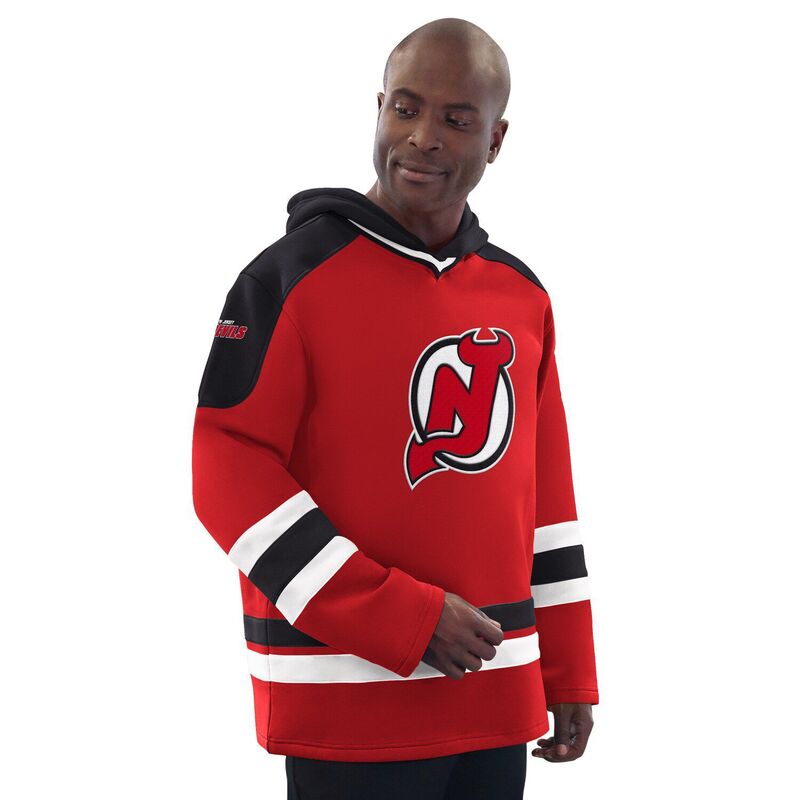 スターター メンズ トップス Tシャツ ジャージー パーカー Men'startered/Black New Jersey Devils Hockey Pullover Hoodie Nhl Red レッド