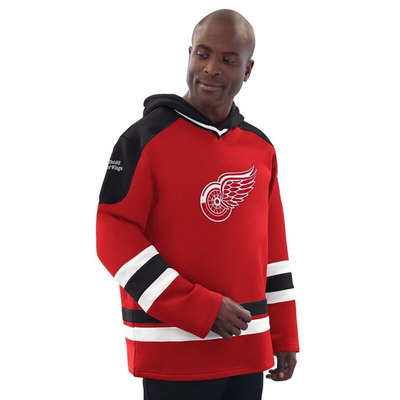スターター メンズ トップス Tシャツ パーカー Men'startered/Black Detroit Red Wings Hockey Pullover Hoodie Rdw Red レッド