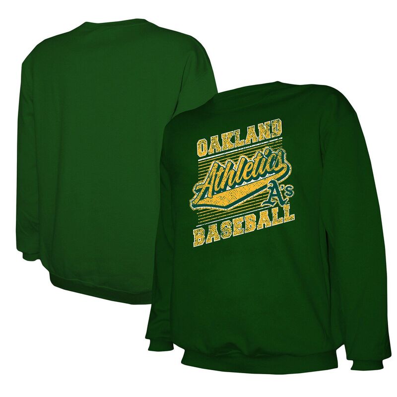 スティッチーズ メンズ トップス Tシャツ スウェット Men'stitches Green Oakland Athletics Pullover Sweatshirt Oas Green グリーン