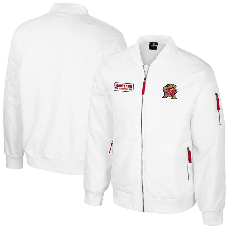 コロシアム メンズ アウター ジャケット・ブルゾン Men's Colosseumaryland Terrapins White Rabbit Full-Zip Bomber Jacket Mar White ホワイト｜ReVida 店