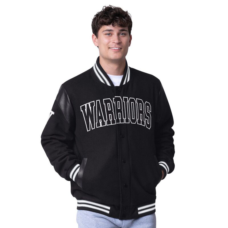 カール バンクス メンズ アウター ジャケット・ブルゾン Men's G-III Sports by Carl Banks Black Golden State Warriors Clutchitter Full-Snap Varsity Jacket War Black ブラック