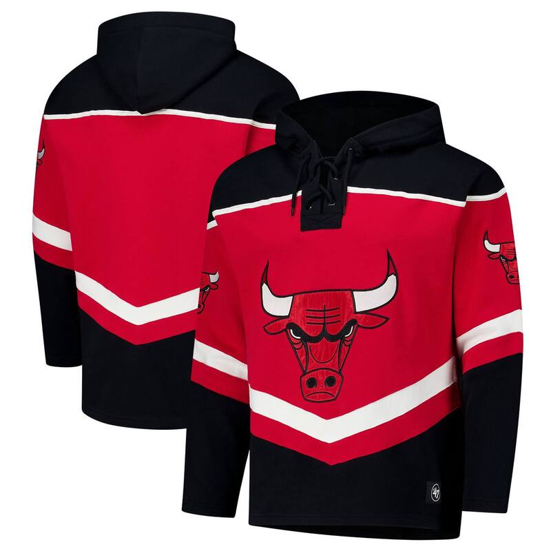 フォーティセブンブランド メンズ トップス Tシャツ レース パーカー 47 Brand Men's '47 Red Chicago Bulls Layup Lacer Pullover Hoodie Bul Red レッド