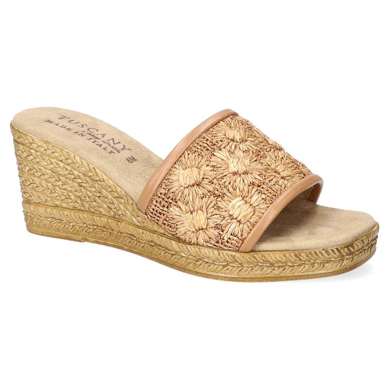 イージーストリート レディース シューズ サンダル Easy Street Ricci Tuscany Women's Wedge Sandals Natural Raffia Flowers