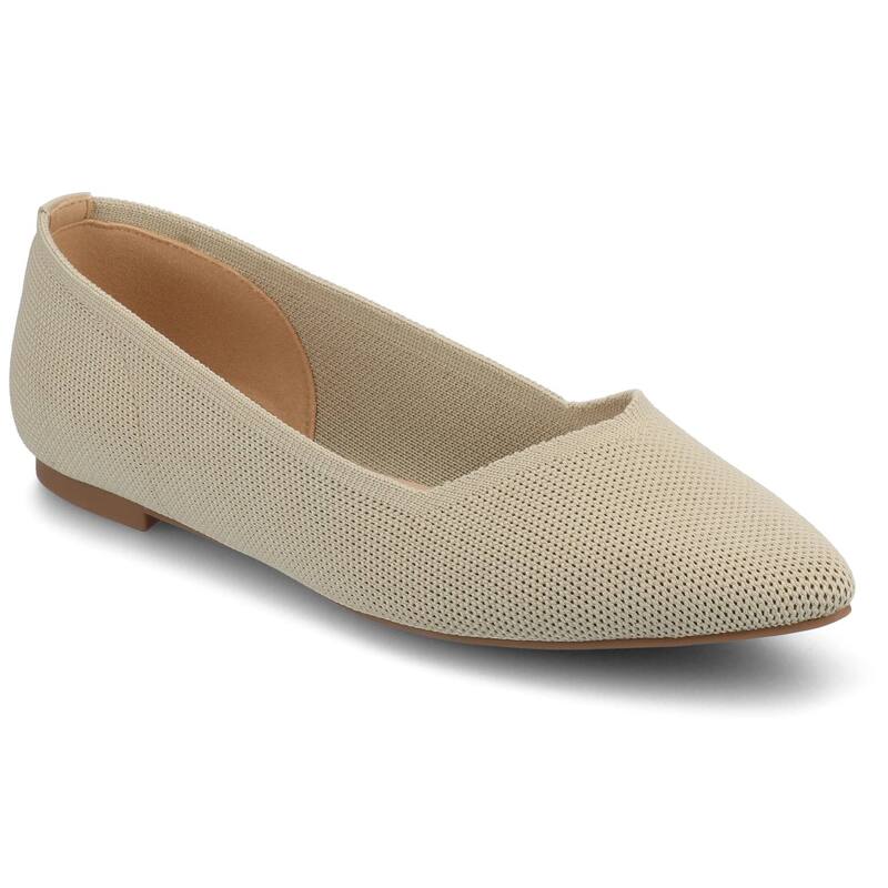 ジュルネ コレクション レディース シューズ サンダル ニット Journee Collection Minnah Knit Slip-On Pointed-Toe Women's Dress Flats Taupe トープ