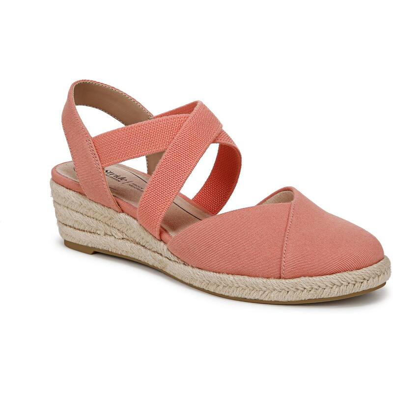 ライフストライド レディース シューズ サンダル LifeStride Kimball Women's Espadrille Slip-On Wedges Coral Pink ピンク