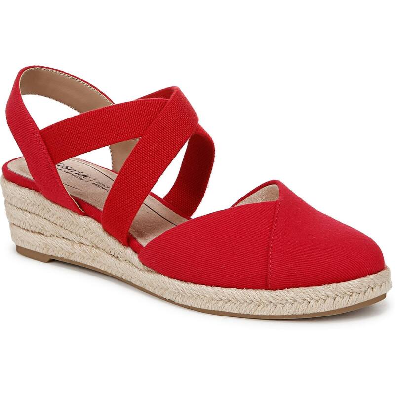 ライフストライド レディース シューズ サンダル LifeStride Kimball Women's Espadrille Slip-On Wedges Fired レッド