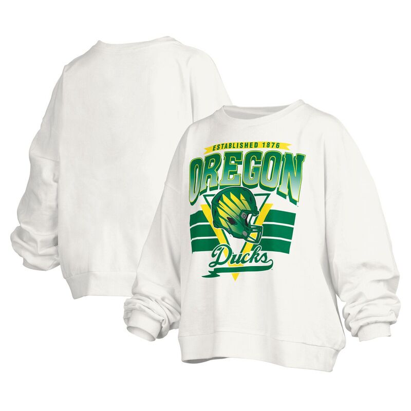 プレスボックス レディース トップス Tシャツ スウェット ロゴ Women Pressbox White Oregon Ducks Janice Retro Logoversized Pullover Sweatshirt Uoo White ホワイト