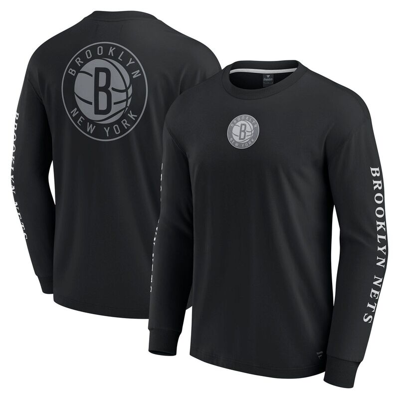 ファナティクス メンズ トップス Tシャツ Men's Fanatics Black Brooklynets Elementstrive Long Sleeve T-Shirt Net Black ブラック