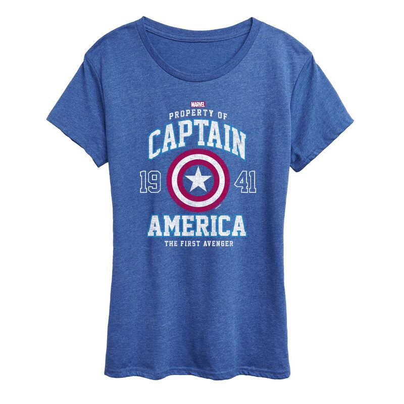 マーベル レディース トップス Tシャツ キャップ グラフィック Women's Marvel Captain America Collegiate Graphic Tee Heatheroyal Blue ヘザー
