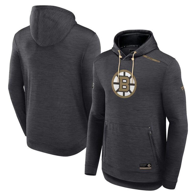ファナティクス メンズ トップス Tシャツ パーカー Men's Fanatics Heather Charcoal Boston Bruins Authentic Pro Tech Pullover Hoodie Bsb Charco チャコール