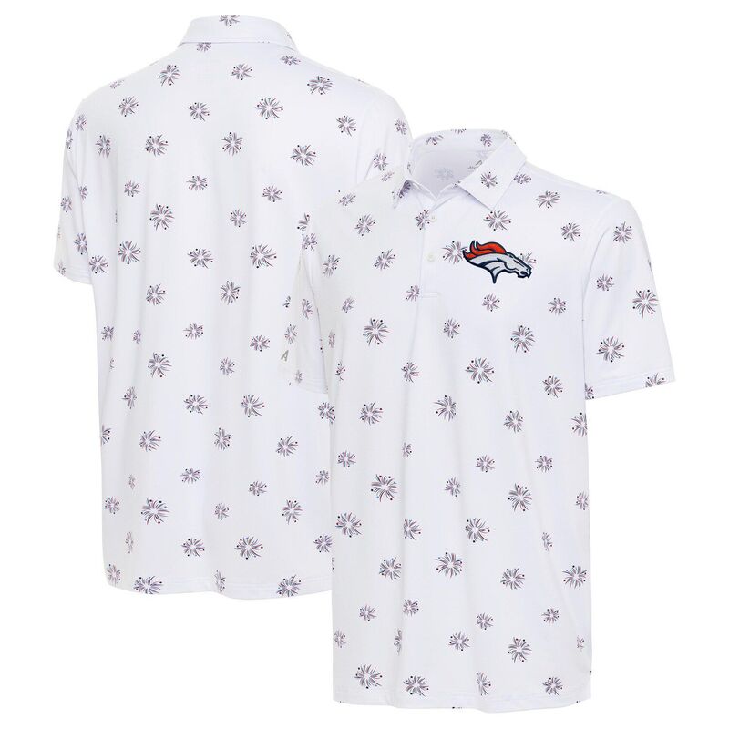 アンティグア メンズ トップス Tシャツ ポロシャツ Men's Antigua White Denver Broncos Fireworks Polo Den White ホワイト|ReVida 店